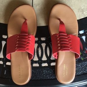 COLE HAAN LEATHER SANDALS RED